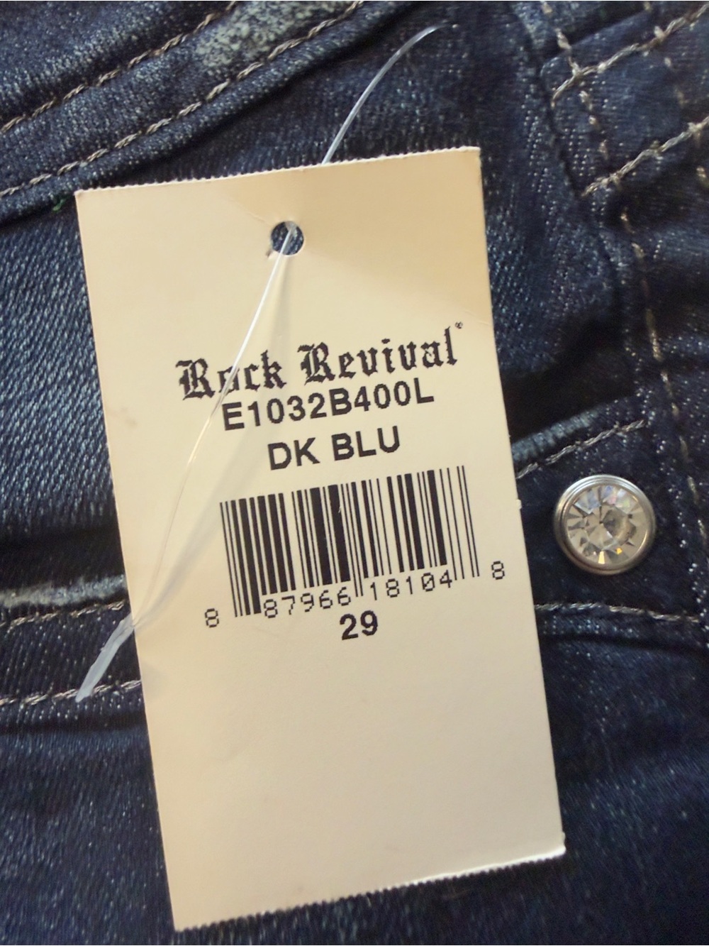 NWT Women's Rock Revival Women's Dark Embellished Pocket Jeans Size 29/32" - Picture 7 of 9